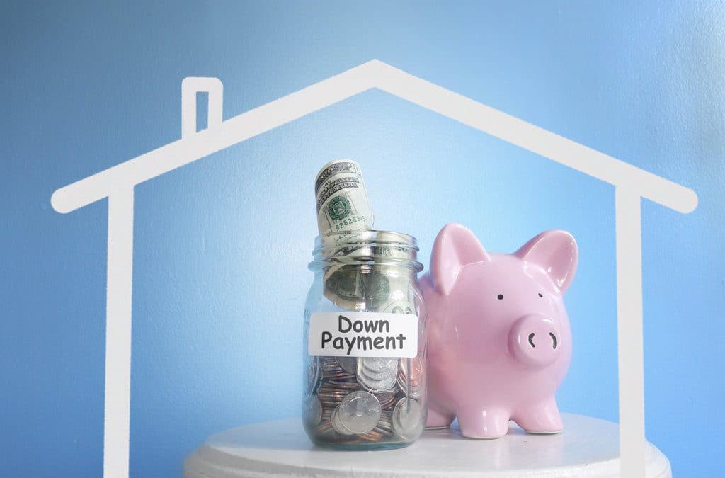 An image of a piggy bank next to a jar labeled "Down Payment"