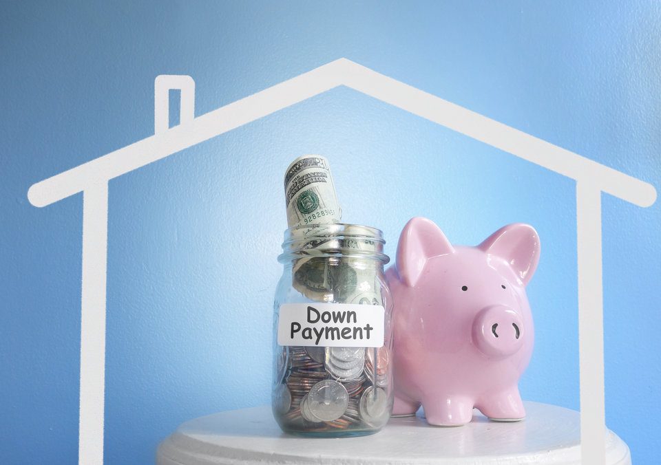 An image of a piggy bank next to a jar labeled "Down Payment"