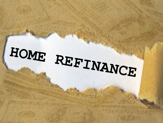 An image of a piece of printed paper being ripped away to expose the words beneath "Home refinance"