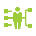 A vector image of a person as the connecting point between leads.