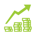 A vector image depicting a rising stack of quarters.